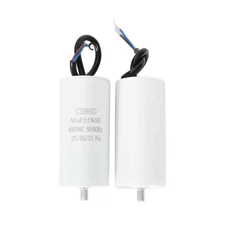 1×CBB60 60UF 450 V Motor gear capacitor, voltage, suitable for starting water pumps, washing machines and air pumps, with cables and screws. cavi e viti.