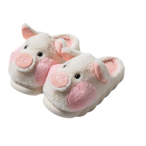 Women Slippers Cute Animal Pig Slippers Cozy Warm Home Plush Cotton Slippers Indoor Outdoor Shoes