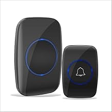 Wireless doorbell, waterproof doorbell kit(Includes an alkaline battery), working range of 500 feet, volume adjustable, 50 chimes (1to1black)