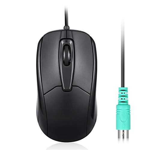 Perixx Perimice-209 P, Wired PS2 Mouse with 1000 DPI Resolution, Black, 10442