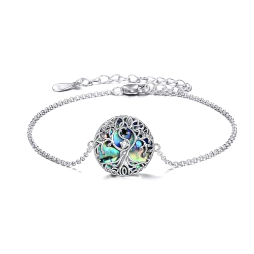 YFN Tree of Life Bracelet Sterling Silver Abalone Shell Tree of Life Bracelet Jewelry Gifts for Women