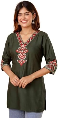 Women Embroidered Viscose Rayon Cape Top Kurta for Women Girls Regular Wear Top Office Wear Top