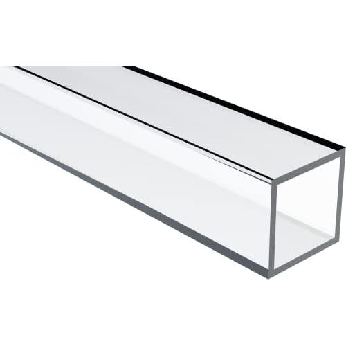 Acrylic Square Tube, Clear, 78 ID x 1 OD x 12 L - Pack of 4