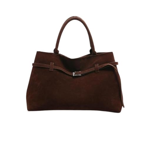 Faux Suede Bag Shoulder Hobo Bag Tote, Womens Large Brown Top Handle Work ToteDark Brown