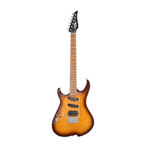 Vola Electric Guitar OZ RV TNC LH Light Tiger Eye Burst Gloss Handmade in Japan Solid Flame Maple Top Roasted Maple Neck Stainless Steel Frets Gotoh Bridge Gotoh Locking Tuner 6 Strings Modern C Neck