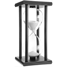 Hourglass 60 Minutes 8 inch Sand timers Tanmalan (White Sand,Black Frame,606Minutes,8x4x4inch)