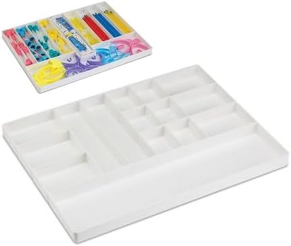Medical Dental Drawer Organization Tray White Dental Cart Section Drawer Plastic Tray for Organization Medical/Dental Supply (15 Section)