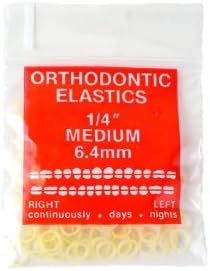 100 Pack Orthodontic Elastics 1/4" (6.4mm) Rubber Bands, Great for Dog Grooming Top Knots, Bows, Braids, Tooth Gaps, and Dreadlocks