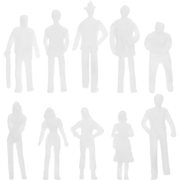 Healifty Mini People Models Figurines: 50Pcs White Uncolored Little Figurines for Sand Table Landscape Model Train Accessories 1.06 Inch Tiny Figures for Architectural and Toy House Scenes