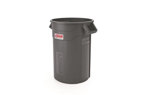 Suncast 32 Gal, Commercial Trash Can, Vented, Ergonomic Handles, Gray