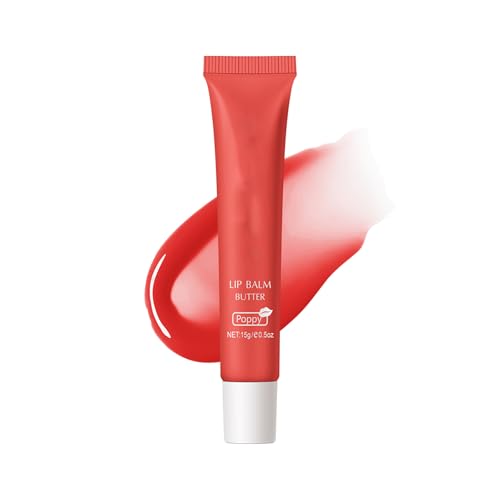 CHIFURE Summer Lip Balm Butter,Nourishing Lip Gloss Balm Set,Long-lasting Non-Sticky Lip Care with Natural Ingredients,Shea & Olive Butter,Soothes Softens Dry Lips,0.5 Oz#7-Poppy