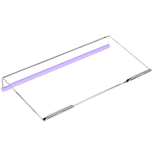 Richboom Computer Keyboard Stand for Desktop, 11.8 Tiny Clear Acrylic Keyboard Riser 78 Keys Compact Keyboard Lift for Desk Ergonomic Short Keyboard Holder Tray with White and Purple Silicone Strip