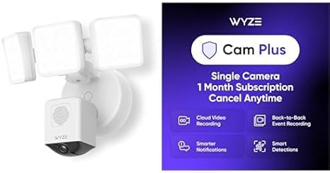 WYZE Floodlight Pro White 1-Pack Cam Plus Monthly, Covers 1 Camera, Auto-Renews at $2.99/Month, Activation Required, Cancel Anytime