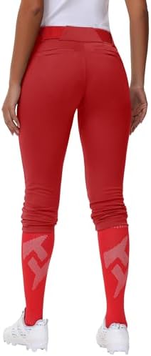 Womens Utility Softball Pants - Woman Adult Tweeners Low Rise 34 Leg Track Pants Dual-Layer Knee Youth Girls