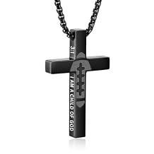 Football Cross Necklace for Boys Men, Stainless Steel Bible Verse Cross Pendant Chain Sports Gear Stuff Christian Religious Jewelry Gifts for Teen Boys Kids
