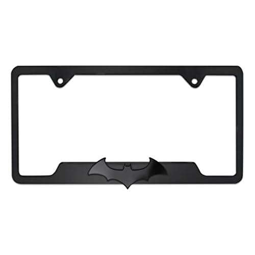 Elektroplate Officially Licensed DC Comics Batman Black All-Metal Open Corner Superhero Premium 3D License Plate Frame Tag Holder for CarsSUVsTrucks Weather-Proof Automotive Accessory