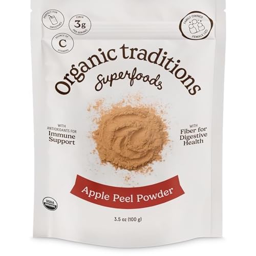 Organic Traditions Organic Apple Peel Powder Organic Apple Powder, Vegan Non-GMO Powdered Fruit, 3.5oz 100g