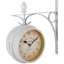Retro Wall Hanging Clock, Vintage Wall Clocks Double-Side Living Room Metal Home Decoration, Double Sided Wall Clock