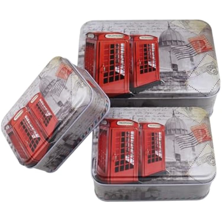 3 Pack Tin Containers with Lids, Baking Cake Gift Tins for Storing Patisseries, Festive Cookie Tins for Gift Giving & Holiday Treats Perfect Holiday Gift & Rustic Festive Decor