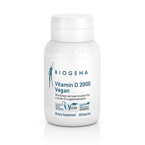 Biogena Vitamin D 2000 Vegan Formula - Sun Vitamin D3 Supplement for Calcium Absorption, Immune Support - 60 Capsules