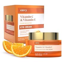 Envy Vitamin C & Vitamin E Under Eye Cream Visibly Improves Dark Circles & Puffiness Anti-Aging, Dermatologist Tested, Cruelty-Free Korean Skincare for All Skin Types 1.01 oz