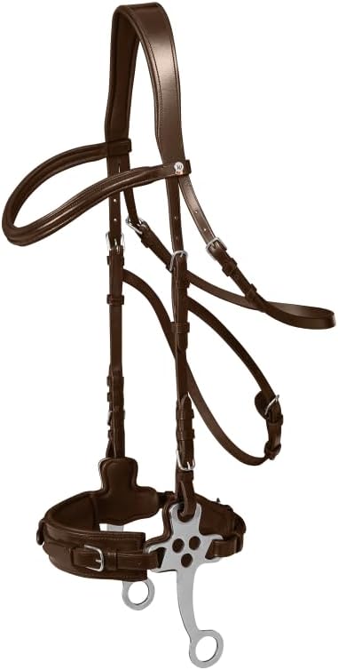 HORSE LEATHER HACKMORE BITLESS BRIDLE WITH REINS BLACK & BROWN (Brown, Pony)