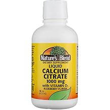 Nature's Blend Calcium Citrate with D3 Blueberry Flavored Liquid 16 oz Each (Pack of 6)