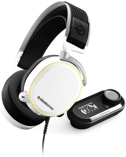 SteelSeries Arctis Pro + GameDAC Wired Gaming Headset - Certified Hi-Res Audio - Dedicated DAC and Amp - for PS5/PS4 and PC - White