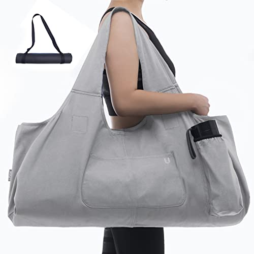 Yoga Mat Bag Large Yoga Mat Tote Sling Carrier with 4 Pockets Fits All Size Mats With Multi-Functional Storage Pockets Light And DurableWith Yoga Mat Carrying Strap