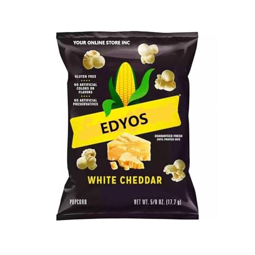 EDYOS White Cheddar Popcorn, 58 oz Bags, Pack of 10