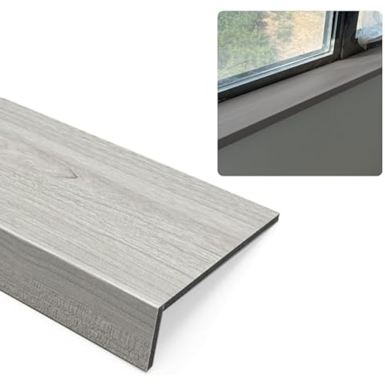 Kunovo Grey Woodgrain Window Sill Cover, Waterproof & Damp-Proof Bay Windows Edge Protector Plate, Living Room Window Sill Nosing Cover, Easy to Install100x18cm39.4x7in