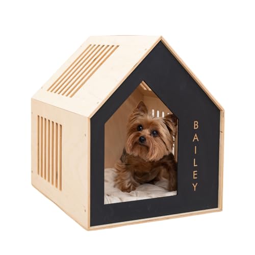 Enjoy The Wood Dog Furniture Crate - Wooden Dog Crates for Small & Medium Dogs - Personalized Housewarming Gift for Pet Owner