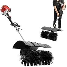 Gas Handheld Sweeper, 2-Stroke Gas Power Sweeping Broom for Driveway Turf Lawns, 52CC Artificial Grass Power Brush Lawn Sweeper Cleaner Tools with Air Filter, Single Cylinder Walk Behind Sweeper