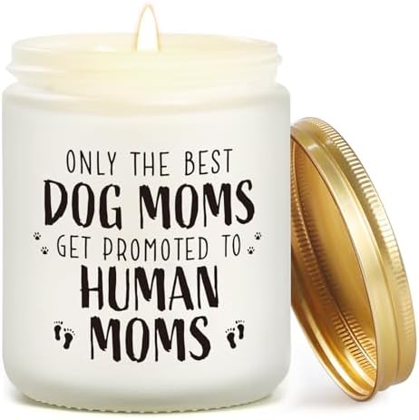 UAREHIBY Best Expecting Mom Gifts, New Mom Gifts for Pregnant Women, Funny Dog Mom Pregnancy Gift, Mothers Day Gifts, Lavender Scented Candle, Brown