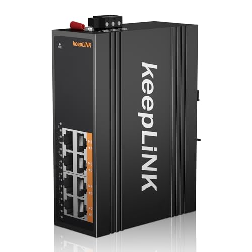 8 Port Industrial Gigabit Switch, DIN-Rail Network Switch Unmanaged, IP40, Operating Temperature Range of -30 75C -22 167F
