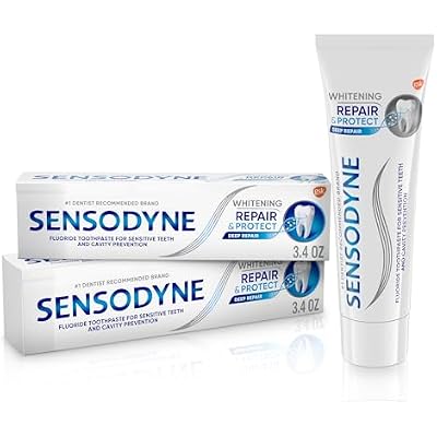 Sensodyne Repair and Protect Whitening Toothpaste, Toothpaste for Sensitive Teeth and Cavity Prevention, 3.4 oz Pack of 2