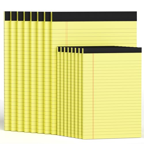 8 Pack Legal Pads 8.5 x 11 Wide Ruled Notepads with 8 Pack Note Pads 5x8 College Ruled Writing Pads, 240 Sheets Perforated Double-Sided Printing Writing Tablets Yellow Pads Paper for Office, Homework