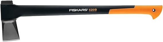 Fiskars X-SeriesTM X25 Splitting Axe with Forged Steel Blade with 28" Shock-Absorbing Handle - for Medium to Large Size Logs - Lawn and Garden Tools - Black/Orange