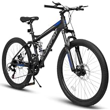Mountain Bike 242627.5 Inch,Full Suspension, 21-Speed Disc Brake,Carbon Steel Adult Sport Bicycle for Mens Womens