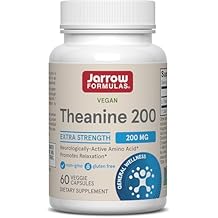 Jarrow Formulas Extra Strength L Theanine 200mg Dietary Supplement that Promotes Relaxation, Supplement for Relaxation Support, 60 Veggie Capsules, 60 Day Supply