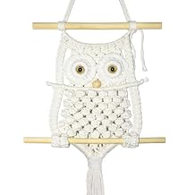 Cilkus Owl Macrame Wall Hanging Handmade Boho Macrame Wall Decor, Macrame Wall Art Tapestry, Boho Wall Hanging Owl Decor for Bedroom, Living Room, Nursery Beige (Beige-Large)