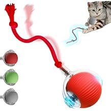 Yilia Interactive Rolling Cat Dog Ball Toy, Upgrade Automatic Moving Cat Toys, Self Rolling Dog Ball Interactive Cat Toys, Smart Automatic Electric Balls Toys for Bored Cats Dogs (Red)
