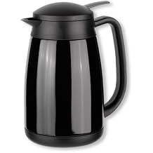 Isosteel VA-9342K 1.0 Litre Double Walled Vacuum Pot with Quickstop System for One Hand Use and Insulating Plastic Handle, Black
