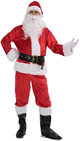 Christmas Santa Claus Costume Outfits Suit Adults Cosplay Xmas Party Novelty Tops Pants Deluxe Fancy Clothes Set for Men Women