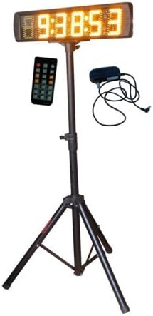 Single Sided Yellow Color LED Race Timing Clock Countdown Timer with Tripod 5" High Character for Semi-Outdoor/Outdoor Running Events IR Remote Control