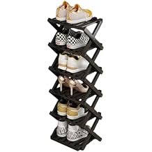 YYW Bamboo Shoe Rack for Entryway, Free Free Standing Shoe Racks Shelf Closet, Foldable Vertical Shoe Storage Organizer for Living Room