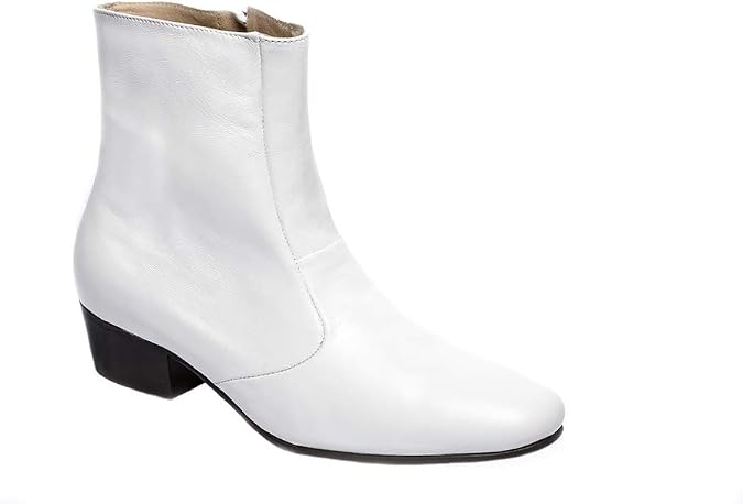 Luciano White Boots for Men's Elvis Costumes-100% Leather
