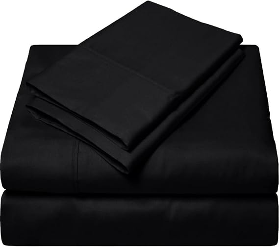 Giza-Egyptian-Dreams-Set-My-Sheet-&-Pillow, 100% Giza Egyptian 1000 Thread Count Cotton, 12"-15" Deep Pockets |Twin, Black Color| 4-PC Sheet Set, Soft Breathable Bedsheets