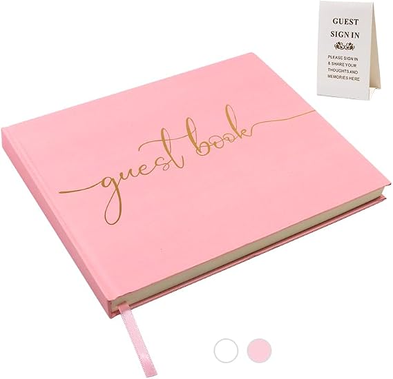 SumDirect Wedding Guest Book,Hardcover Polaroid Guest Book with 150 Lined Pages for Wedding Receptions, Baby Showers, Birthdays, Sign-in, Photos and Special Events (Pink)