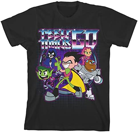 Teen Titans Go Metallic Character Emblem Black T-Shirt Toddler Boy to Youth Boy